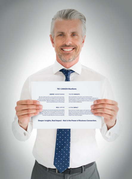 Business Man holding Infographics
